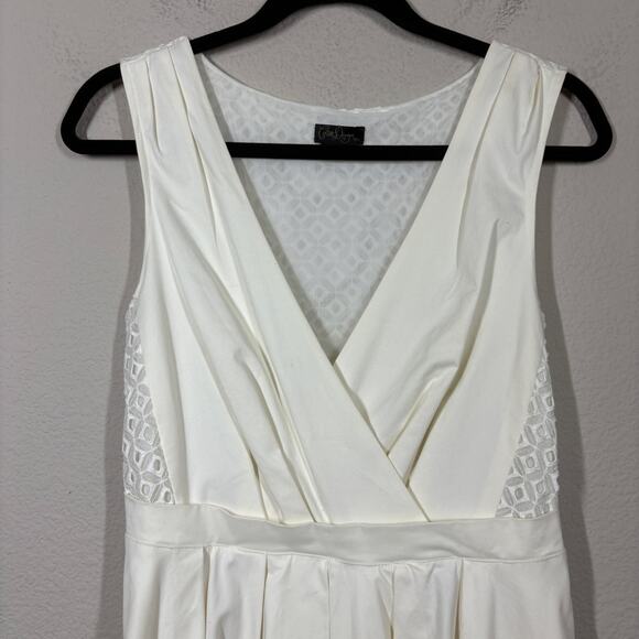 Collette Dinnigan Anthropologie Size 6 Pleated Trellis Fit & Flare Dress White - Picture 5 of 14